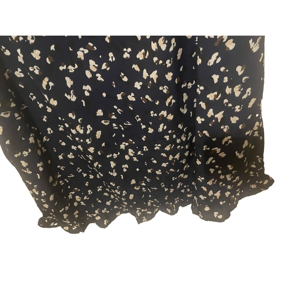 BloomChic Women's 14-16 Navy Abstract Print Ruffle Midi Dress Pockets NWT - Picture 7 of 10